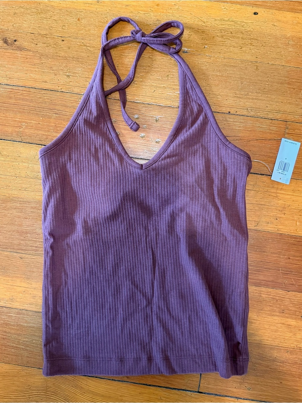 Ribbed V-Neck Halter Tank Top